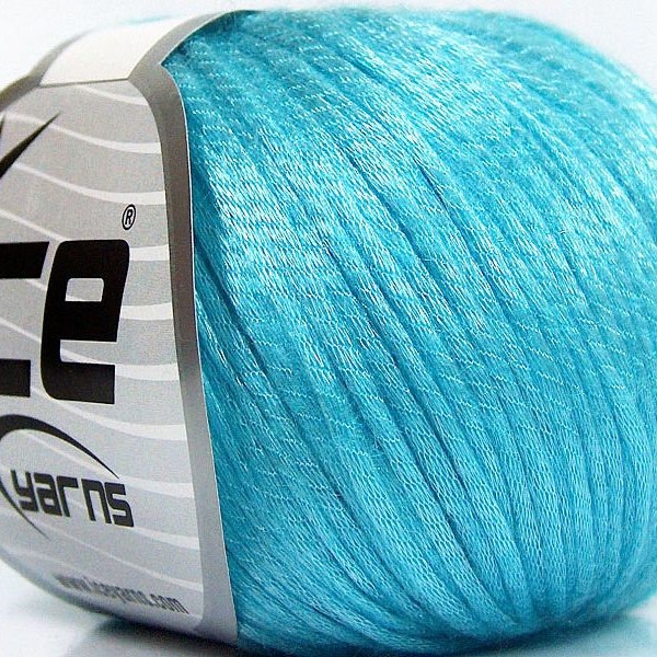 Light Turquoise Blue Rockabilly Yarn 66203 Ice Yarns Fuzzy Soft Shiny - 50 grams, 136 yards, Tencel Nylon