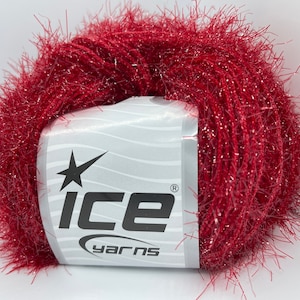 Sparkle Soft Dark Red 68319 Ice Yarn Metallic Lurex Nylon Eyelash Yarn 50 grams 153 yards