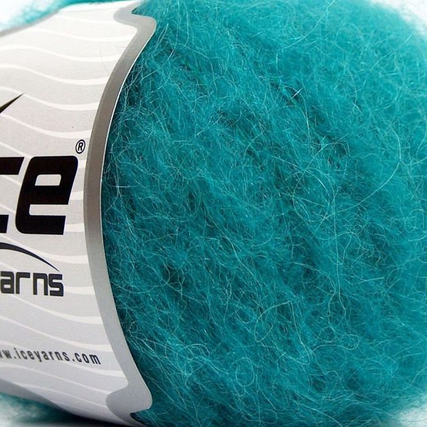 Dark Cyan (Blue-Green) Kid Mohair Alpaca Light Yarn 69877 Ice Yarns alpaca mohair nylon elastin blend DK weight 50 grams 295 yards