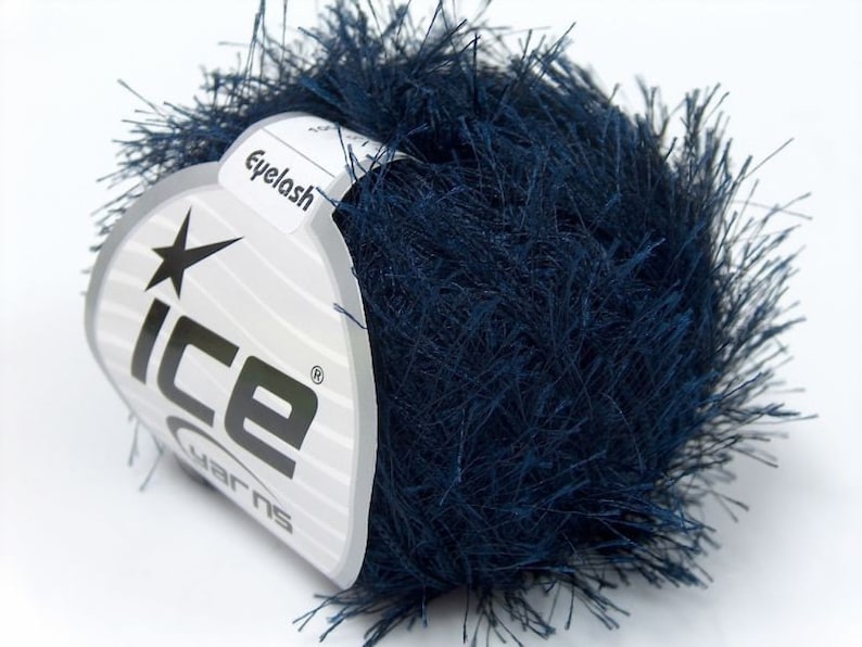 Navy Blue Eyelash Yarn Ice Fun Fur 22781 Etsy