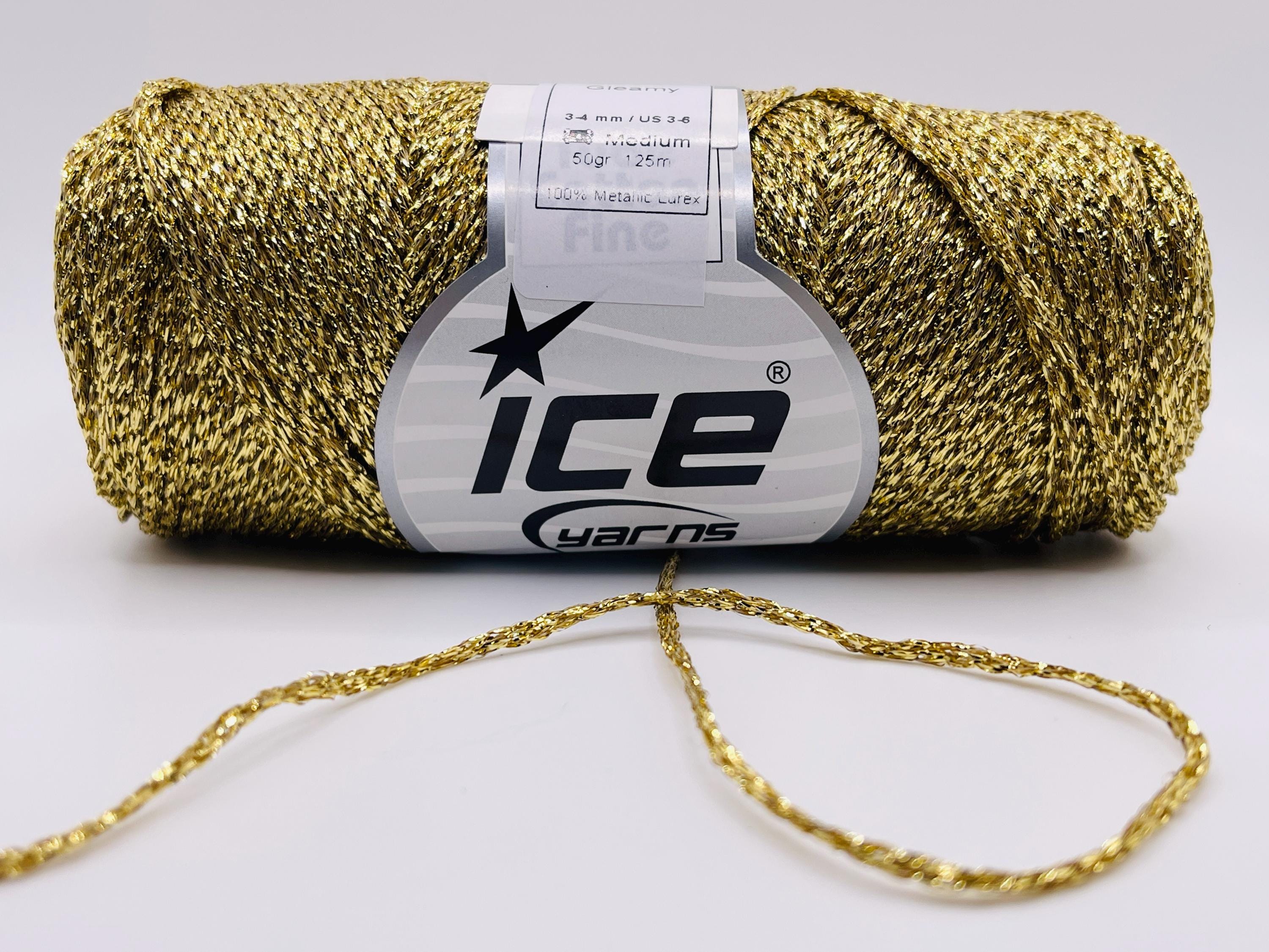 Gleamy Gold 84266 Ice Yarns DK Metallic Braid All Metallic Lurex 50gr ...