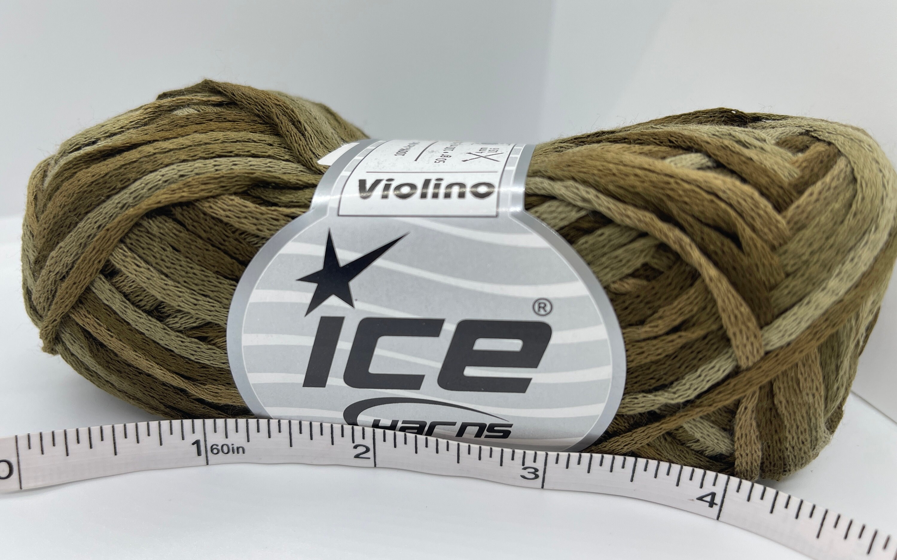 Khaki Brown Violino Skinny Net Ribbon Yarn 39780 Ice Yarns DK Acrylic ...