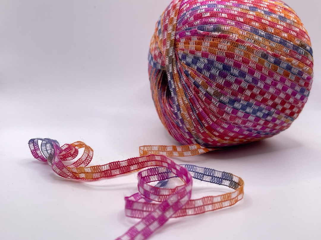 Berlini Race Track Ribbon Yarn #5 Talladega - Pink Red Purple Blue ...