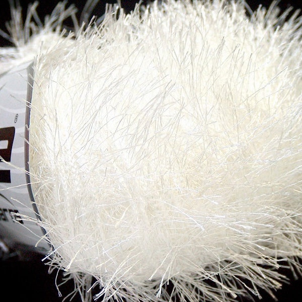 White Eyelash Yarn Ice all white fun fur 22745 - 50 gram