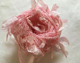 Trendsetter Joy #1724 - Pink - Yarn with Ribbon Flags of Pale Pink - 25 Gram, 62 Yards