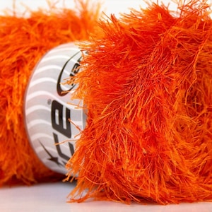 LG 100g Orange Eyelash Yarn 164Y 22711 - Halloween crafts, plushy toys, faux fur trim, scarves