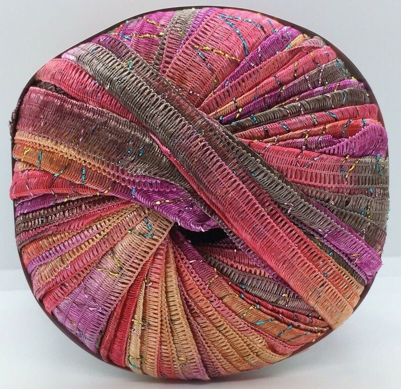 Tinkerbella Berlini Wide Ribbon Yarn #7 Jubilee - Pink, Lilac, Taupe ...