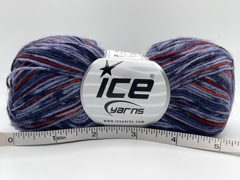 Berry Burgundy + Royal Sock Yarn 74010 Ice Yarns Superwash Wool Nylon ...