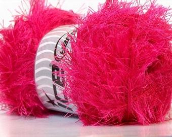 LG 100 gram Bright Pink Eyelash Yarn Ice Fun Fur 164 Yards 22723
