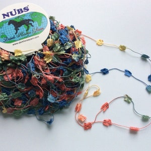 Red Blue Green Yellow Butterfly Yarn - Dark Horse Nubs #62 Flag Ribbon Poly 20gr 71yd