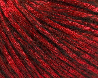 Rock Star Red Metallic Sheen on Black, Soft Nylon, Merino Wool, Acrylic Blend Yarn, 50 Gram 125 Yards, #51554 Ice