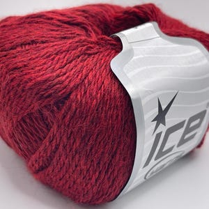 Red Heather Alpaca Light Yarn 67974 Ice Yarns 50gr 142yd Alpaca Wool Acrylic Blend Yarn - Great for Holiday Projects and gifts, dark red