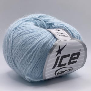 Babyblå Angora Cashmere 68758 Ice Yarns Lyxblandning Sportvikt 50gr 218 yards