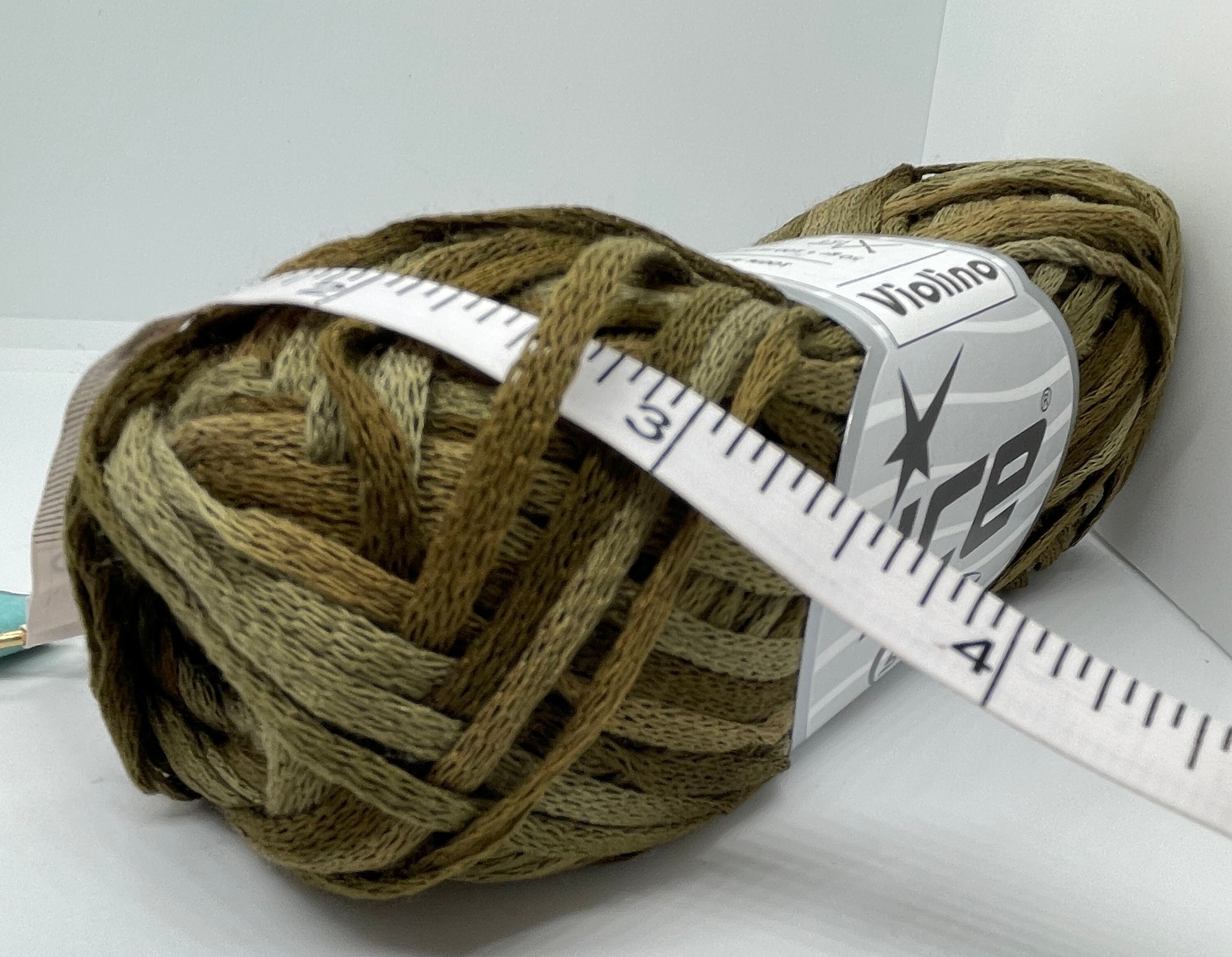 Khaki Brown Violino Skinny Net Ribbon Yarn 39780 Ice Yarns DK Acrylic ...