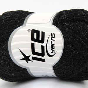 Halley Black 80547 Ice Yarns Sparkly Metallic Lurex Glitter Tape Ribbon Yarn 50 Grams (1.75 ounces) 100 m (109 yds) 1/4 inch wide