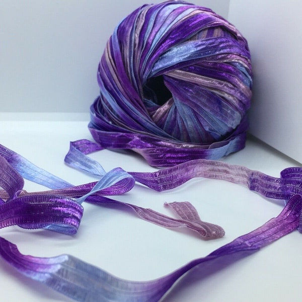 Memento - Berlini Ribbon Yarn #83 Purple Passion - Purples, Periwinkle, Mauve - 3/8" Wide, 50 Grams, 88 Yards