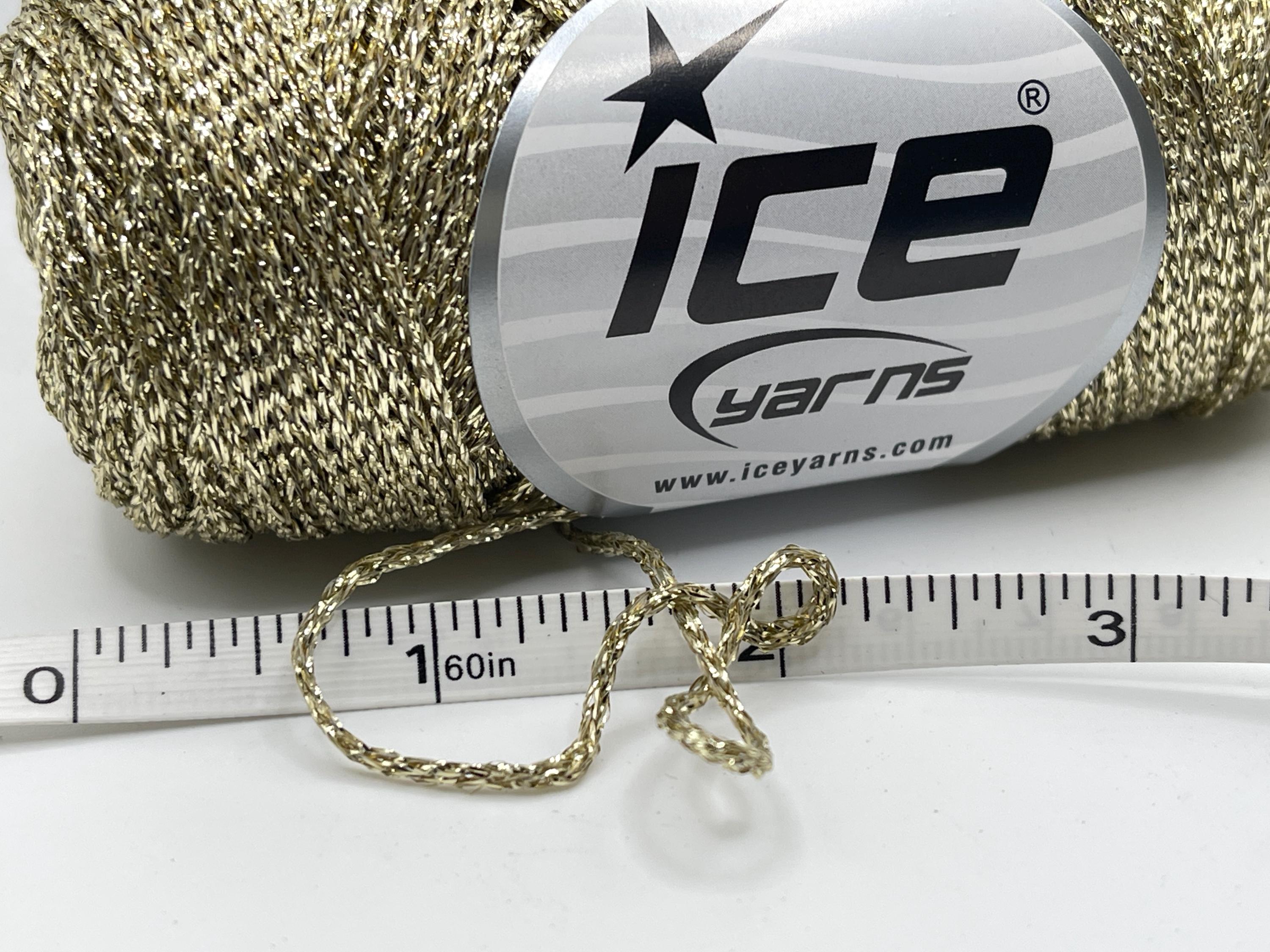 Gleamy Light Gold 84265 Ice Yarns DK Metallic Braid All Metallic Lurex ...