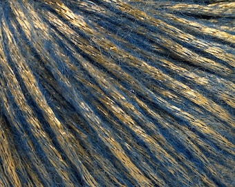 Rock Star Gold Metallic Sheen, Blue, Soft Nylon, Merino Wool, Acrylic Blend Yarn, 50 Gram 125 Yards, #52018 Ice