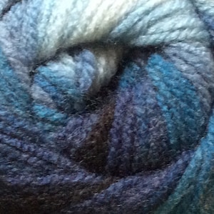 100 gram Magic Light #22016 Blues Black White Ice DK Acrylic Yarn 393 yards Self-Striping Yarn