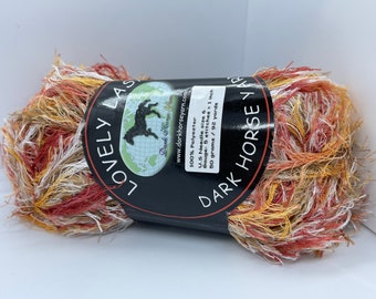 Hilo de pestañas Dark Horse Yarns Lovely Lash n.° 120 rojo, naranja, marrón y blanco, 50 g, 92 años