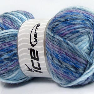 Blau, Grau, Lila Mystique Garn 40816 Ice Yarns Acrylwolle-Mischung Schwere Worsted Bunt Striping Twist 100 gramm 174 yards