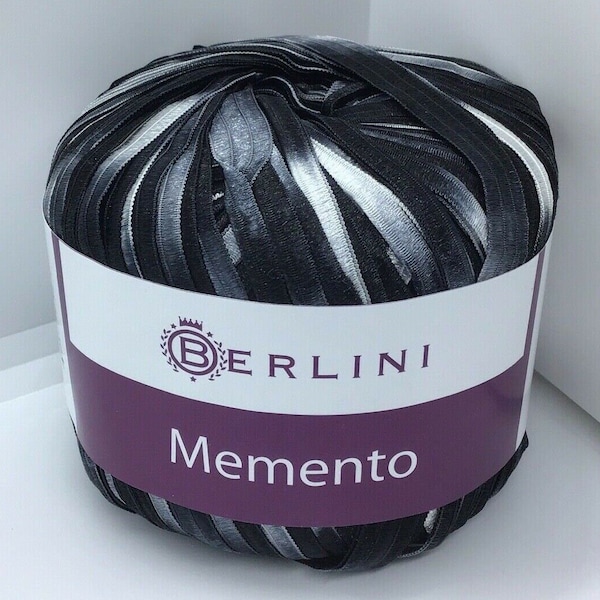 Memento - Berlini Bändchengarn #140 Zebra - Schwarz, Weiß - 50 Gramm, 88 Meter breit