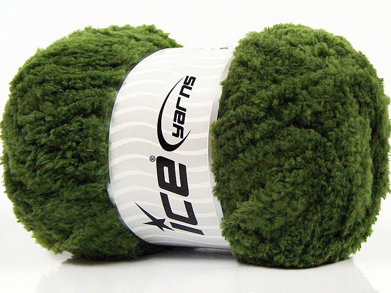 Jungle Green Panda Fuzzy Plush Yarn 100 Gram, 87 Yards Ice 67505 Short Eyelash