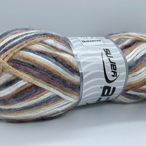 Glam Universe #64593 Charcoal, Grey, Gold, White, Copper, Tan Shiny Fuzzy Wool Nylon Blend Yarn 100 Grams, 250 Yards