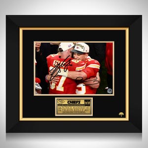 Kansas City Chiefs 2024 Super Bowl - Travis Kelce & Patrick Mahomes Champions Photo Limited Signature Edition Custom Frame