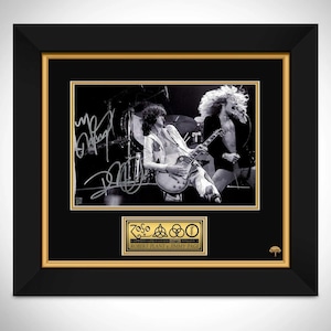 Led Zeppelin Robert Plant e Jimmy Page cantando foto edição limitada com moldura personalizada