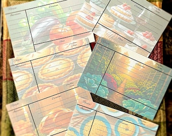 Printable Recipe Cards, Kitchen Recipe Cards, 4x6 Cards