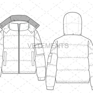 Puffer Coat Flat Illustrator Sketch