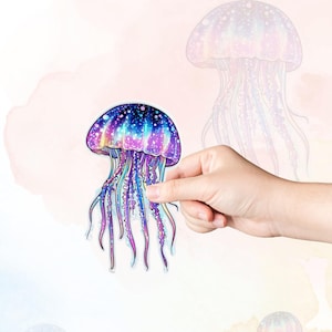 Qualle Sticker - Wetterfester Indoor & Outdoor Sticker // Vinyl ca. 7x4,5cm Jellyfish, Meerestiere, Natur, Wasser