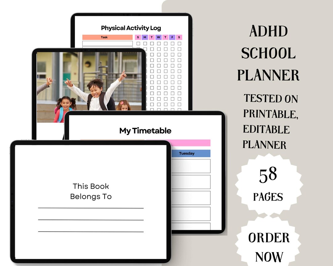 ADHD Student Planner Printable | School and College Academic Organizer ...