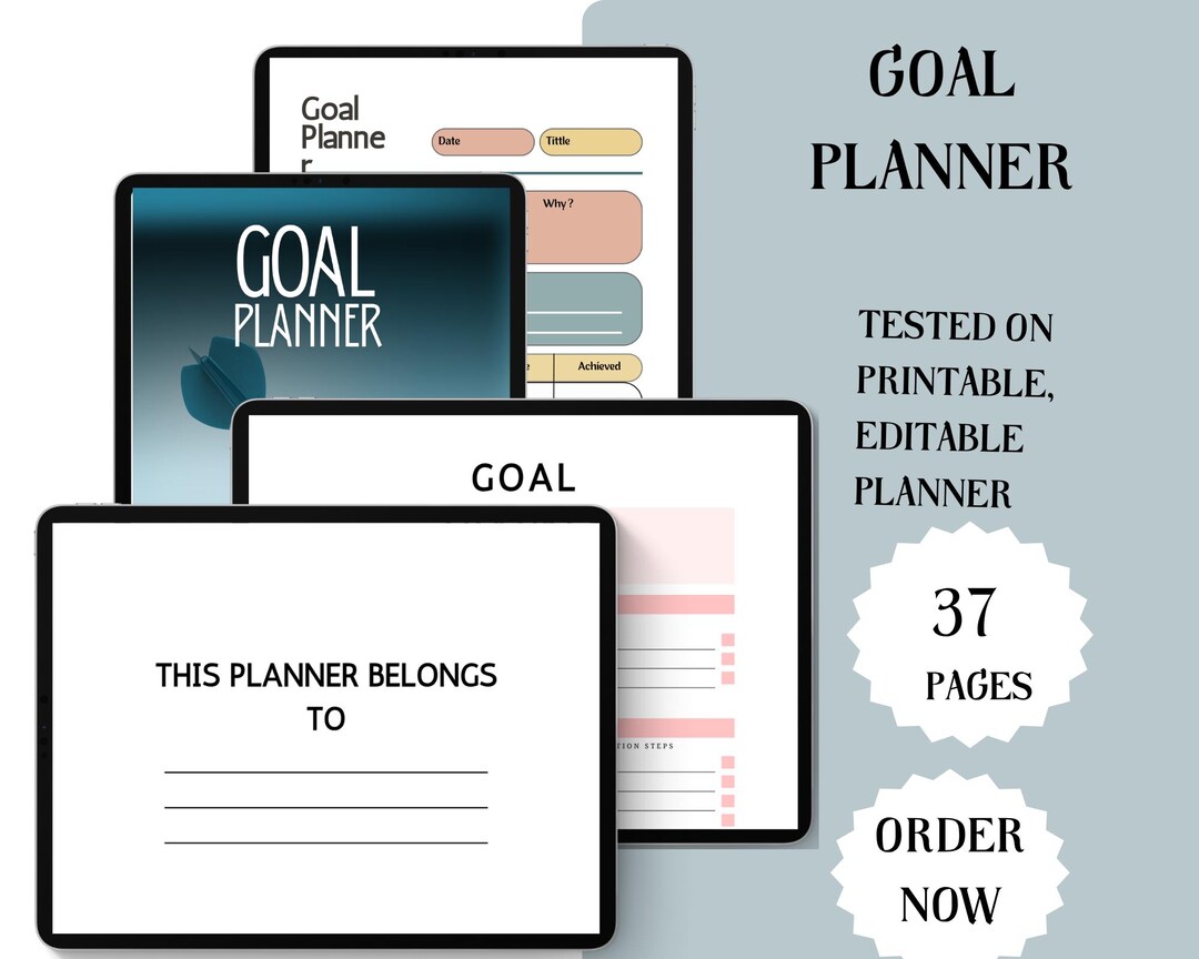 Goal Planner Printable | 37-page SMART Goal Setting Journal and Vision ...