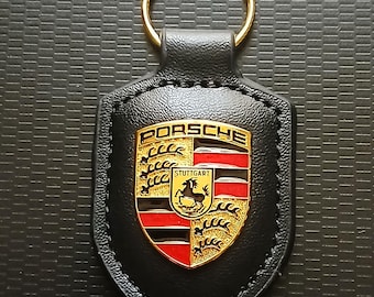 Porte Clé Porsche Logo Noir Cuir