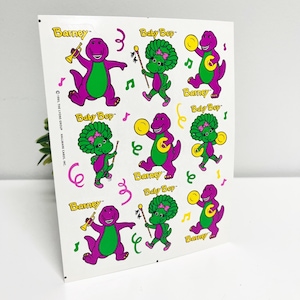 Vintage 1993 Hallmark Barney & Baby Bop Lyons Group Sticker Sheet 80s ...