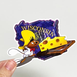 Vintage WISCONSIN Speedy Gonzales Looney Tunes Y2K Large Vending Machine Sticker - New in Sleeve