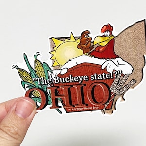 Vintage OHIO Foghorn Leghorn & Henery Hawk Looney Tunes Y2K Large Vending Machine Sticker - New in Sleeve