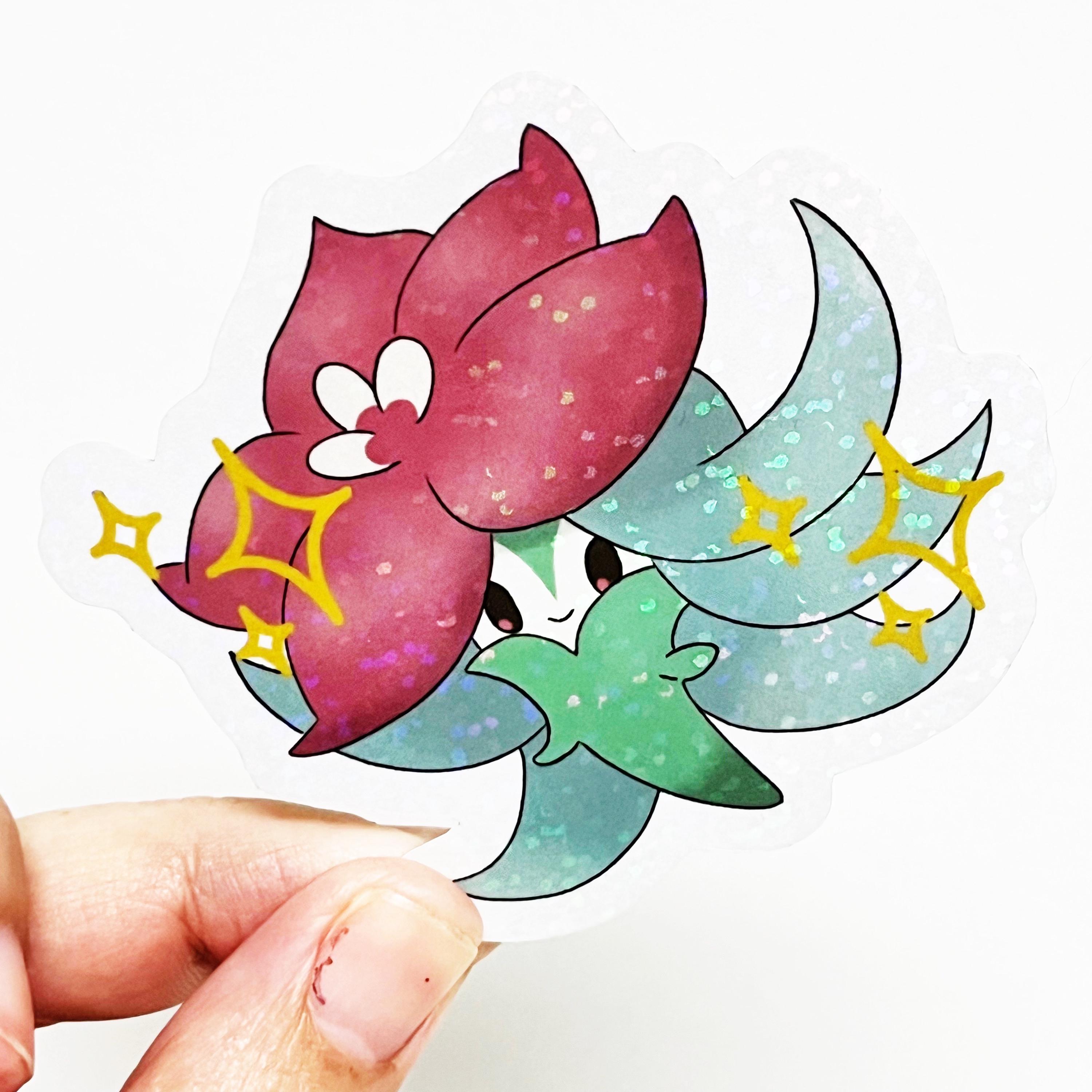 Pokemon Shiny Gossifleur Pink Glitter Prismatic Flower Vinyl Sticker - Etsy