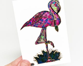 Naklejka na automat do sprzedaży Vintage Prismatic Pink Flamingo Large - 1998 Nowość w opakowaniu