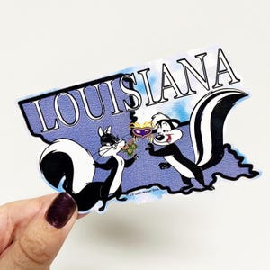 Vintage LOUISIANA Pepé le Pew & Penelope Pussycat Looney Tunes Y2K Large Vending Machine Sticker - New in Sleeve