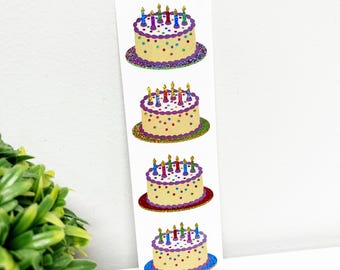 Mrs. Grossman's Sparkle Birthday Cakes Glitter Sticker Set of 4 Mods