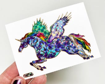 Vintage Prismatic Unicorn Pegasus Large Vending Machine Sticker - 1998 New in Sleeve