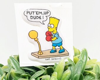 Vintage The Simpsons Puffy Sticker - Bart Simpson with Punching Bag "Put 'Em Up Dude!" 80s 90s Stickers