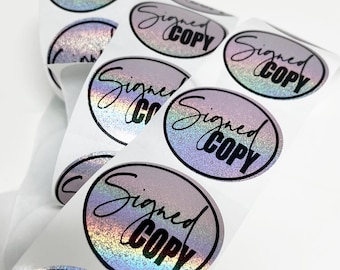 Set of 25 SIGNED COPY Stickers for Book Authors 2" Round Holographic Glitter