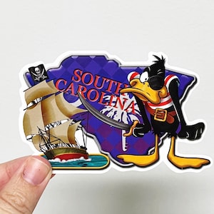Vintage SOUTH CAROLINA Daffy Duck Looney Tunes Y2K Large Vending Machine Sticker - New in Sleeve