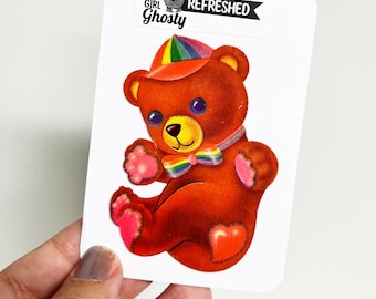 Lisa Frank Vintage Medium Sized Teddy Bear Sticker 80's Stickers