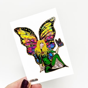 Vintage Prismatic Fairy with Butterfly Wings Large Vending Machine Sticker - 1998 New in Sleeve