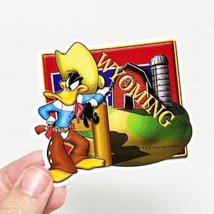 Vintage WYOMING Daffy Duck Looney Tunes Y2K Large Vending Machine Sticker - New in Sleeve